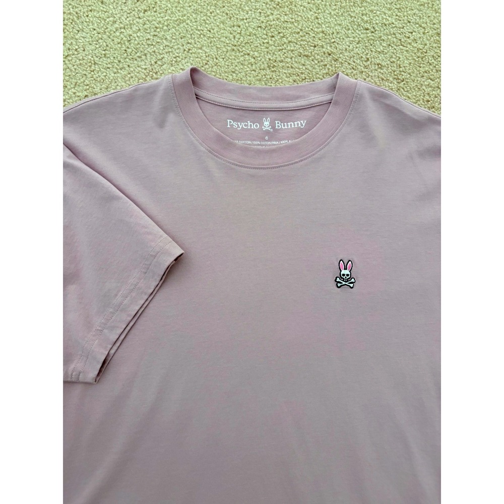 Psycho Bunny Mens T-Shirt Size 6 Large Pink Mauve Pima Cotton Short Sleeve Logo